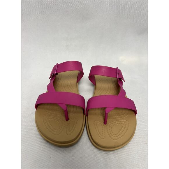 Crocs Tulum Womens Sz 10 Strappy Toe Post Comfort Sandals Thong Shoes Pink - Picture 2 of 9